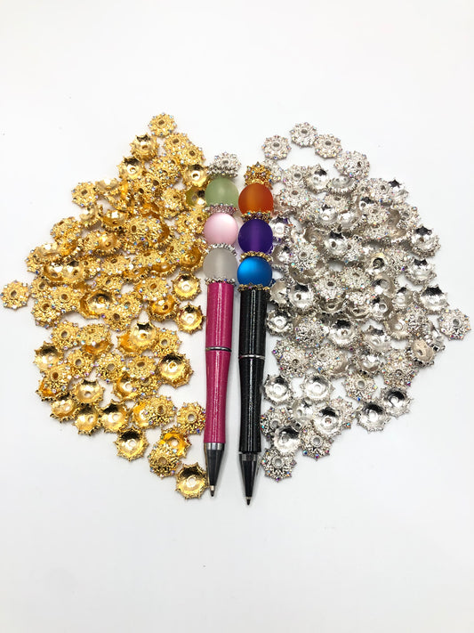 metal bead cap space star anise glitter rhinestone bead cap 15mm Random Mix