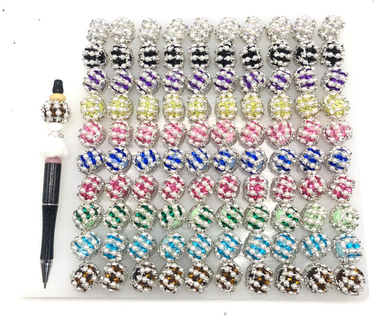 fancy bead acrylic rhinestone chain lantern pumpkin bead craft with pearl and colored crystal,random mix 20mm