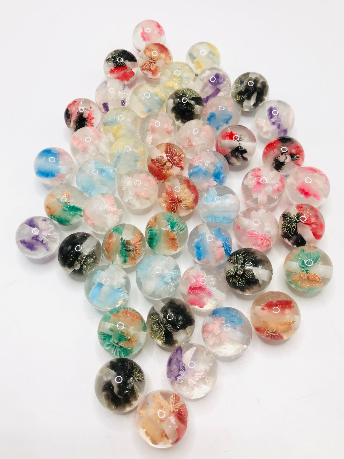 Acrylic butterfly beads Colored butterfly glitter Flower beads Random Mix 16mm