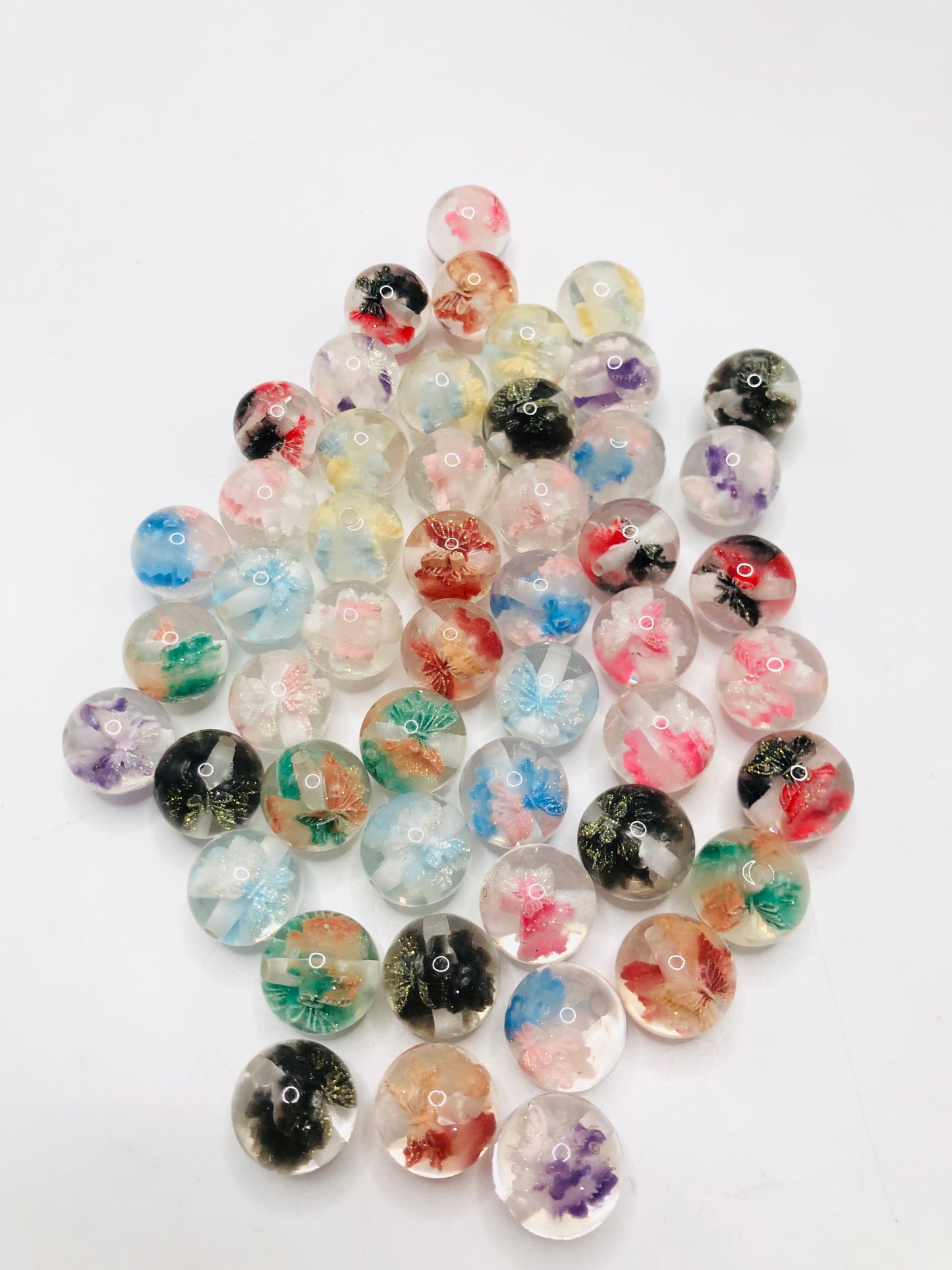 Acrylic butterfly beads Colored butterfly glitter Flower beads Random Mix 16mm