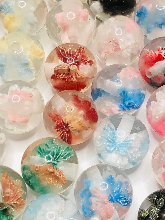 Acrylic butterfly beads Colored butterfly glitter Flower beads Random Mix 16mm