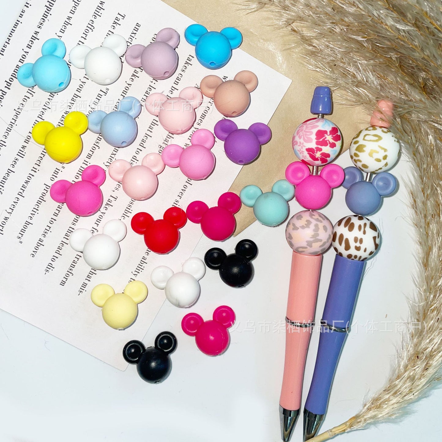 Silicone Micke Head Multicolored silicone rubber cartoon beads 20mm