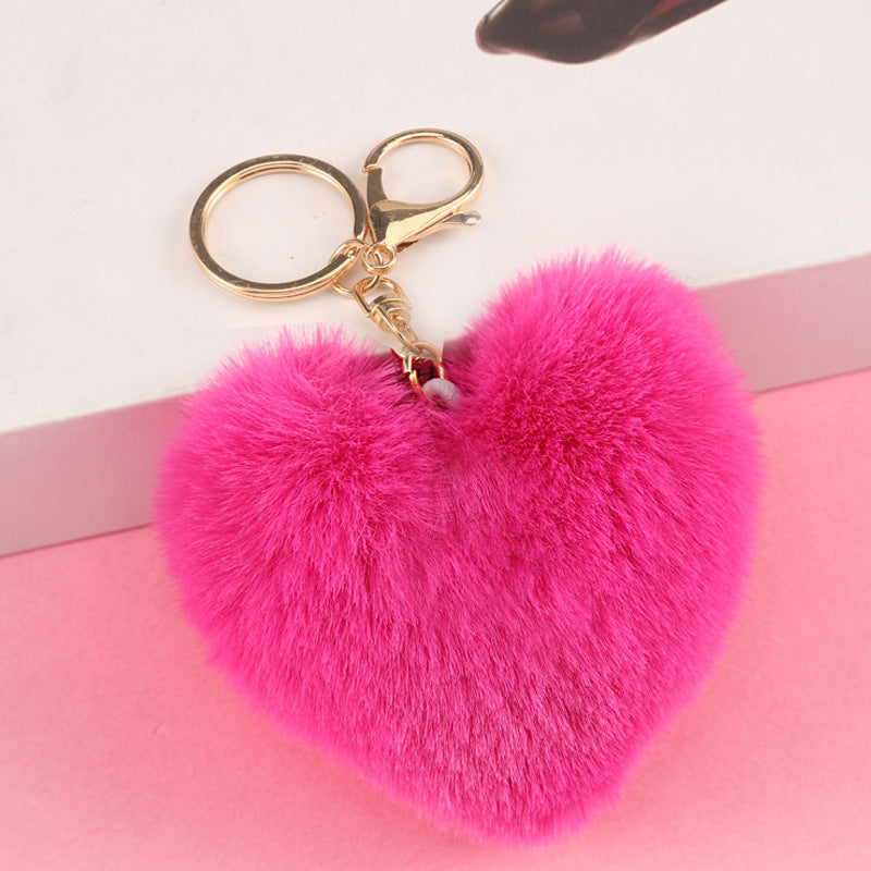 Heart ball Ordinary Key tool Heart pendant Fuzzy pendant Heart pendant Random Mix 9~10cm Silver 4-link chain lobster clasp