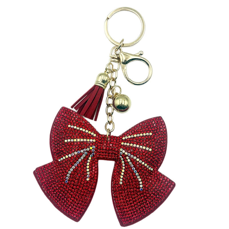 BOW Pendant Stitched diamond bow tie Keychain Tassel Rhinestone Hanging piece DIY Bag accessories Random Mix