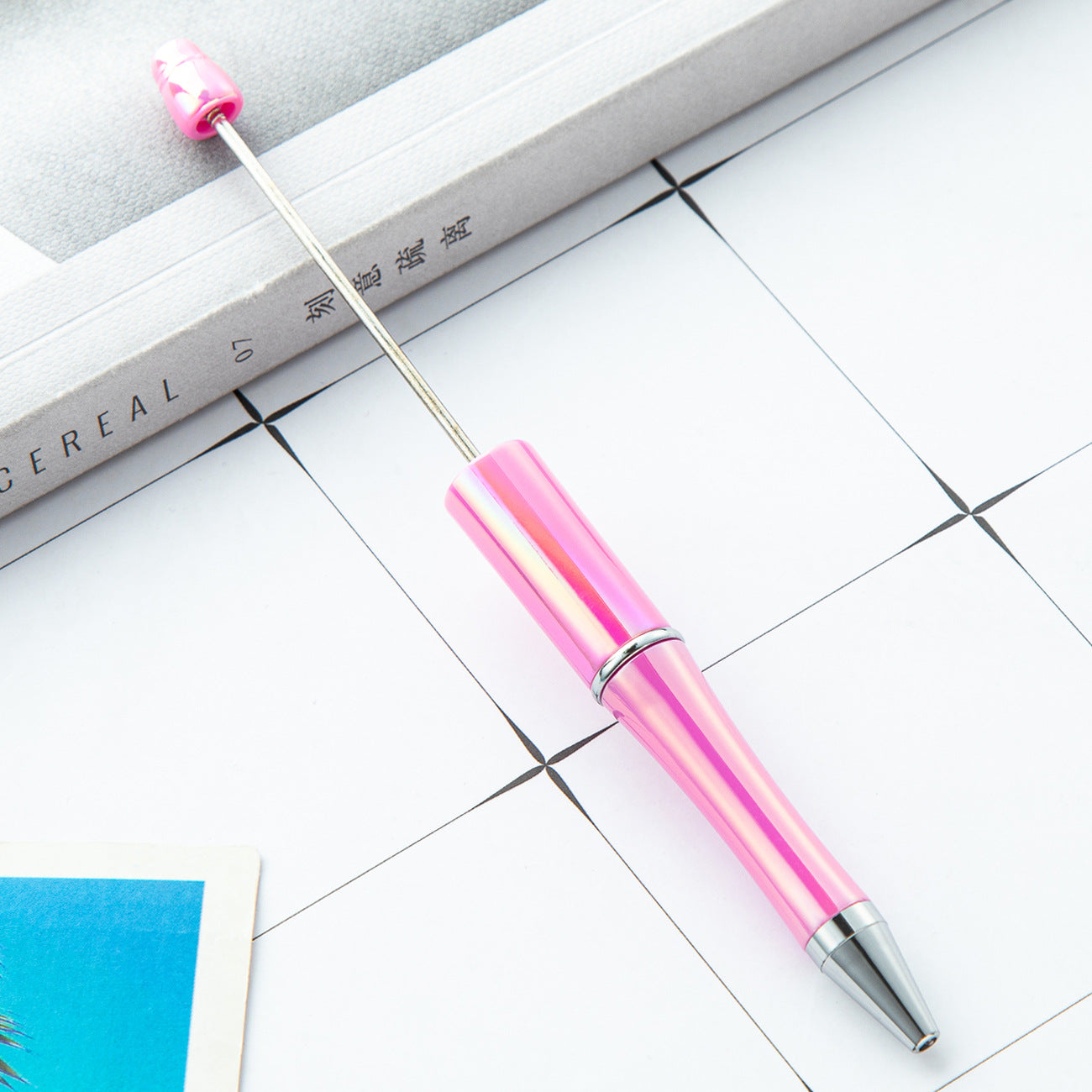 New UV ombre Beaded pen diy handmade plastic bead pen Plastic ballpoint pen Random Mix