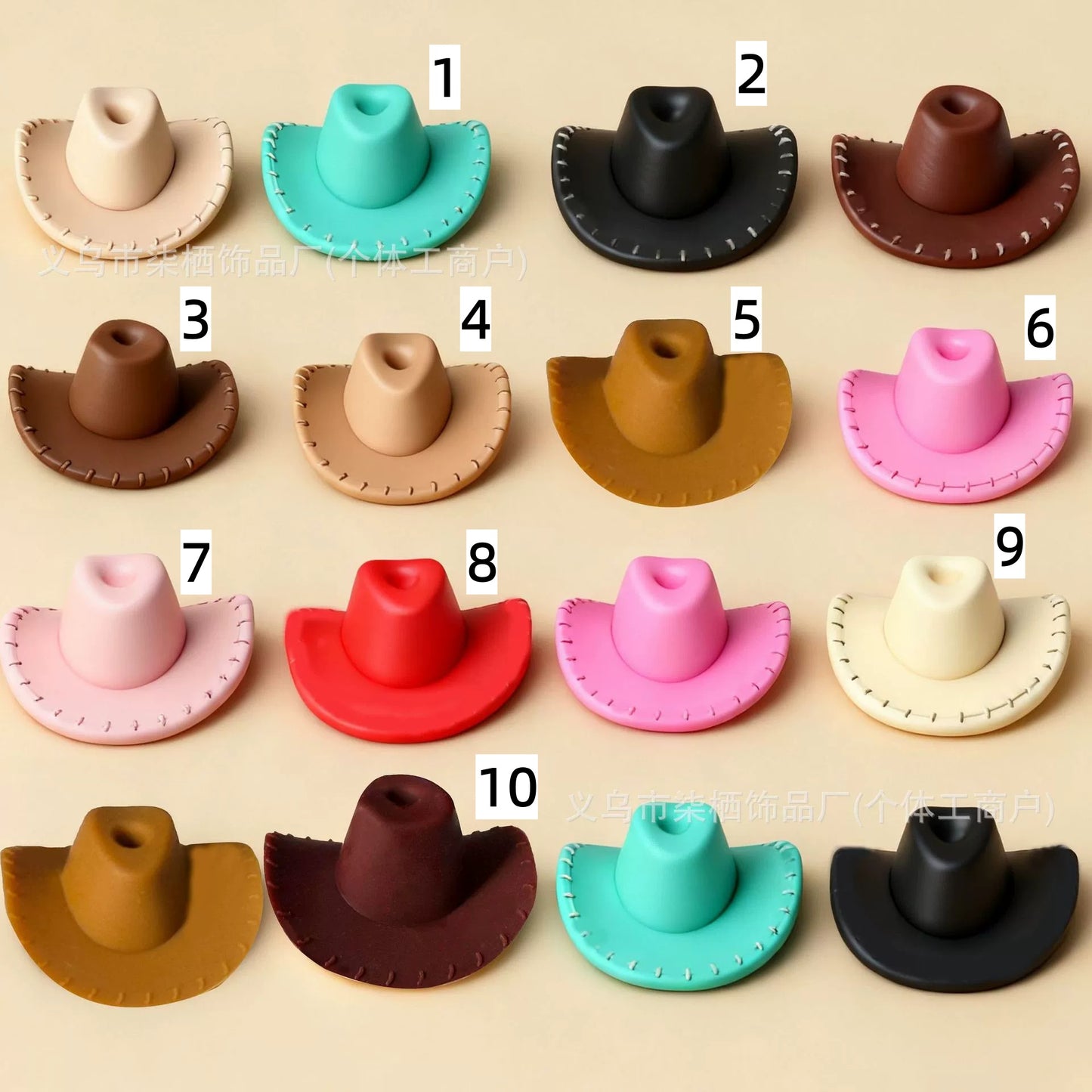 Cartoon 3D model Silicone beads Cowboy hat beads Desert style