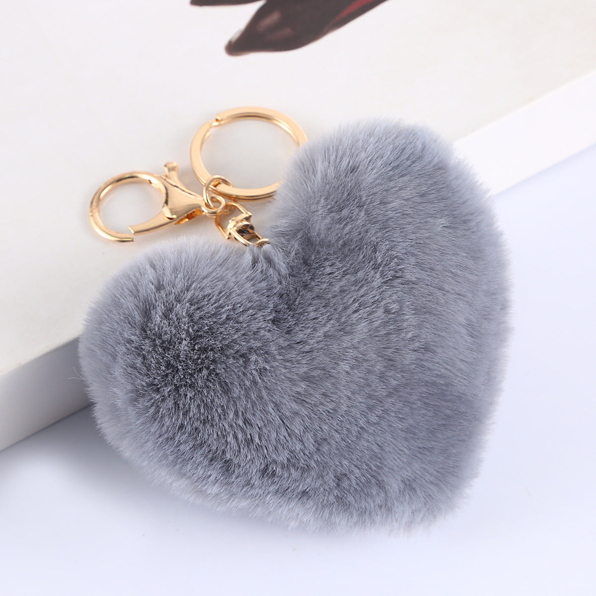 Heart ball Ordinary Key tool Heart pendant Fuzzy pendant Heart pendant Random Mix 9~10cm Silver 4-link chain lobster clasp