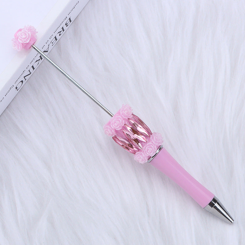 DIY crystal beading pen DIY rose bead pen Multi-color rotating ballpoint pen Random Mix