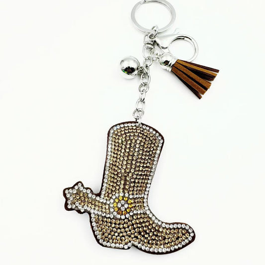 Boot pendant The Spurs Stitched diamond bow tie Keychain Tassel Rhinestone Hanging piece DIY Bag accessories Random Mix