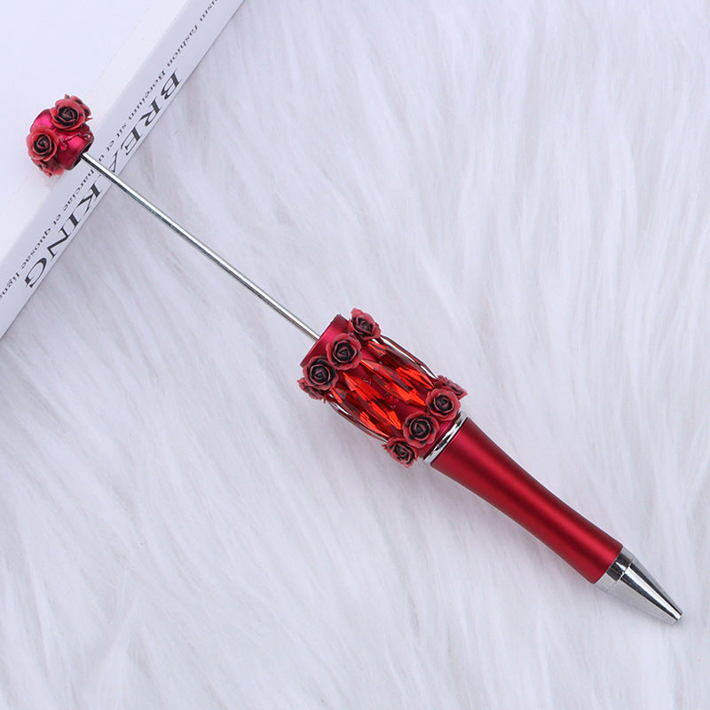 DIY crystal beading pen DIY rose bead pen Multi-color rotating ballpoint pen Random Mix