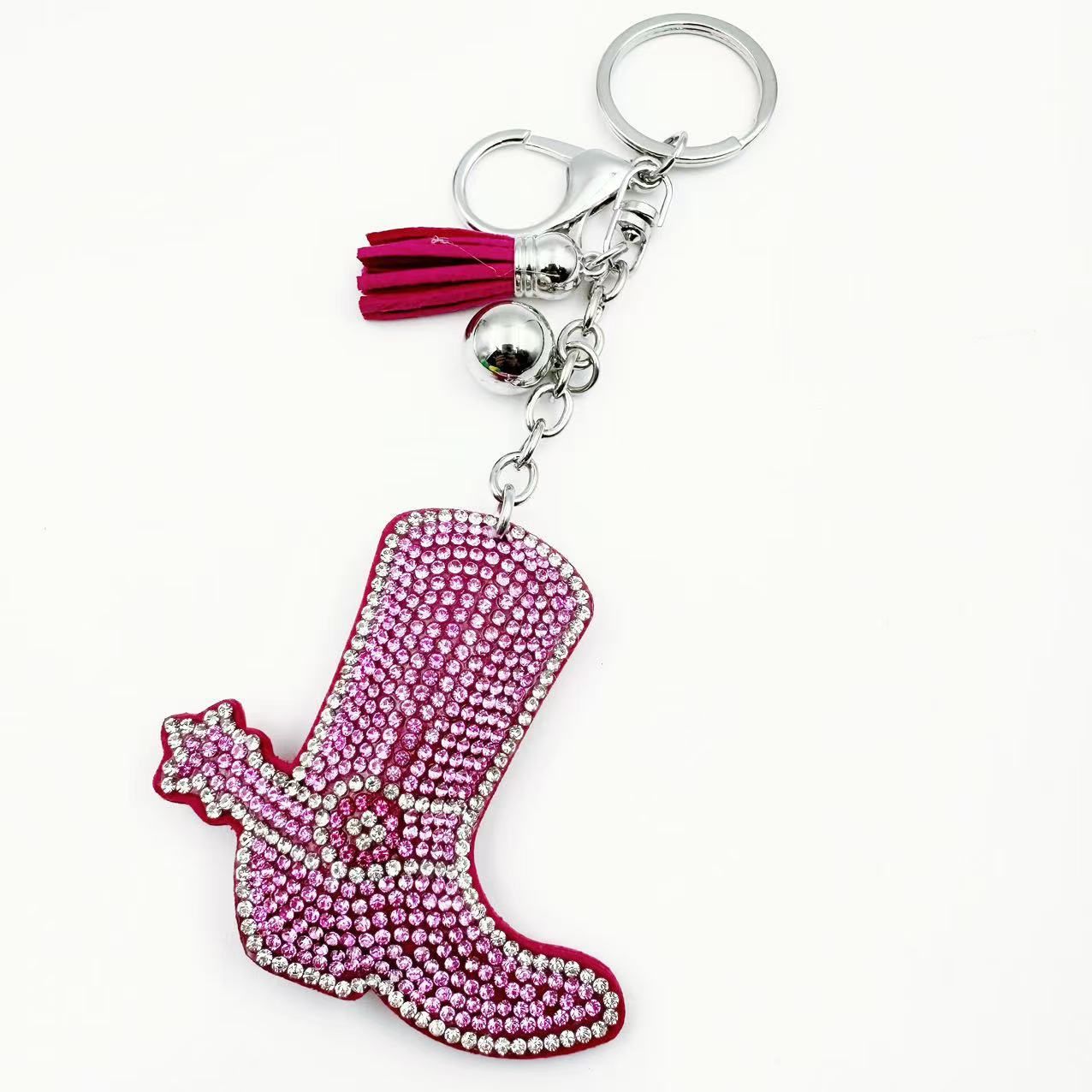 Boot pendant The Spurs Stitched diamond bow tie Keychain Tassel Rhinestone Hanging piece DIY Bag accessories Random Mix