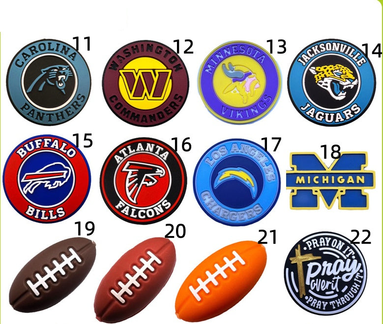 Rugby team silicone beads Team jersey string pen beads Stringed bead DIY loose bead jewelry