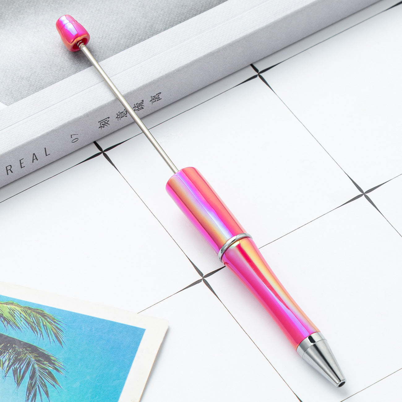 New UV ombre Beaded pen diy handmade plastic bead pen Plastic ballpoint pen Random Mix