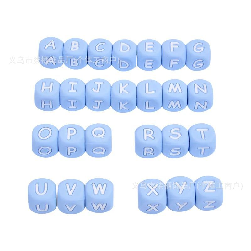 DIY square silicone letter bead beaded silicone 12mm ,pink color ,white color