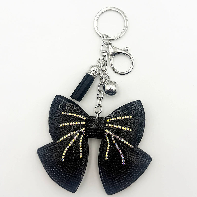 BOW Pendant Stitched diamond bow tie Keychain Tassel Rhinestone Hanging piece DIY Bag accessories Random Mix