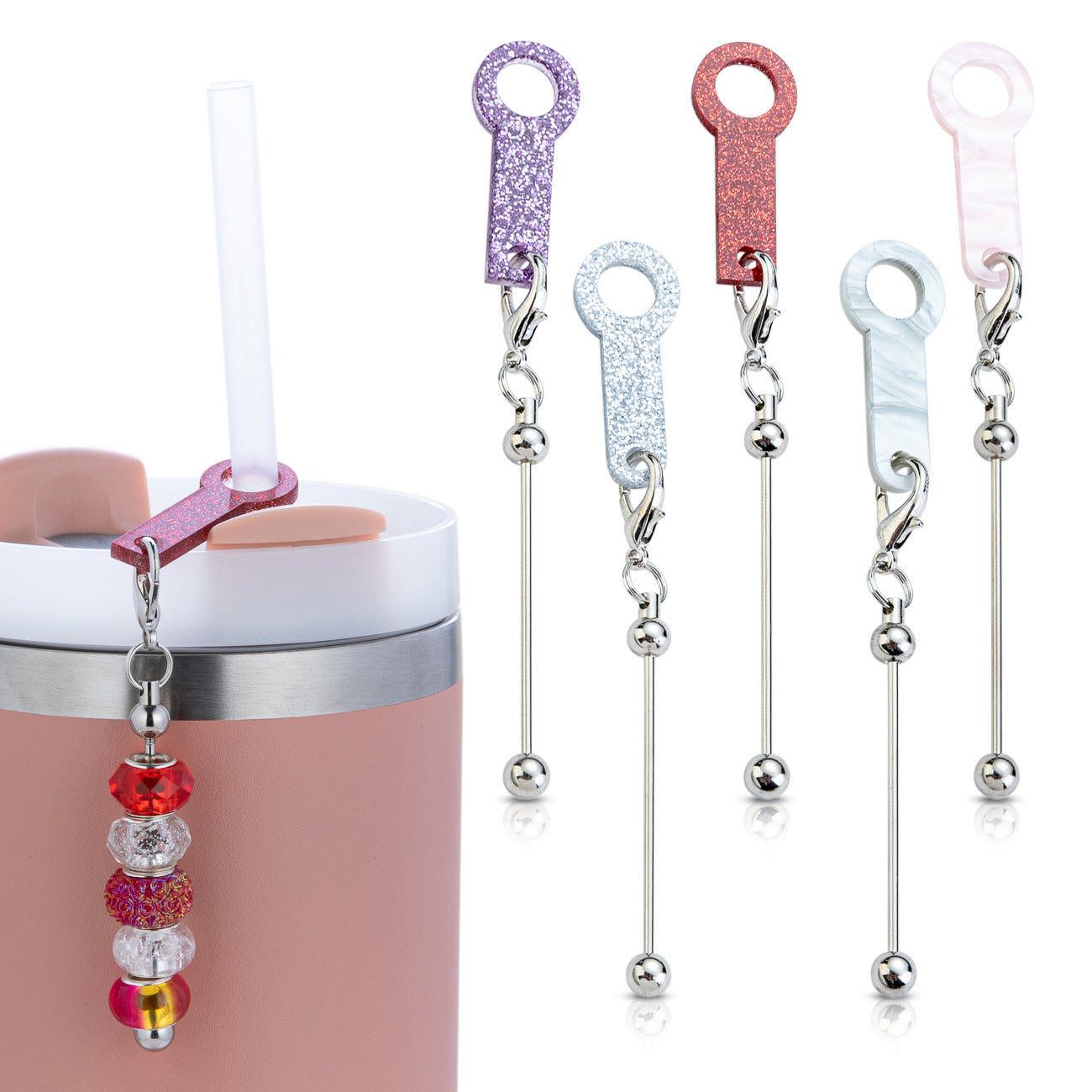 DIY beading Acrylic straw Pendant Applicable to 8mm-10mm Straw accessories Random Mix