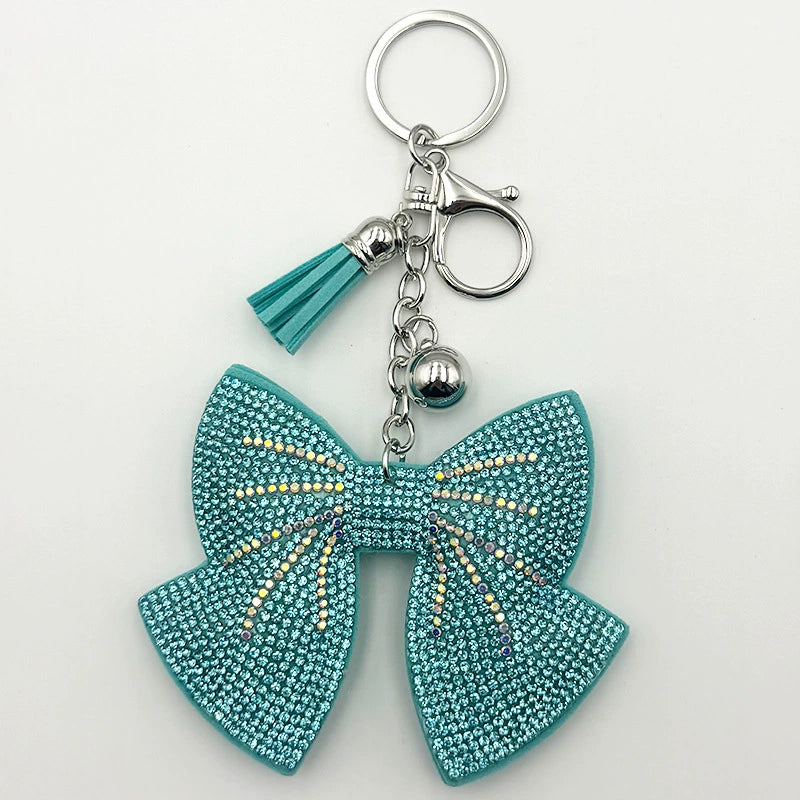 BOW Pendant Stitched diamond bow tie Keychain Tassel Rhinestone Hanging piece DIY Bag accessories Random Mix