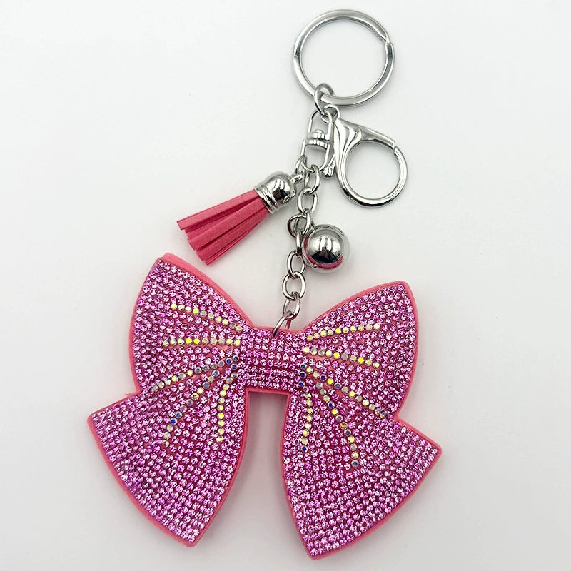 BOW Pendant Stitched diamond bow tie Keychain Tassel Rhinestone Hanging piece DIY Bag accessories Random Mix