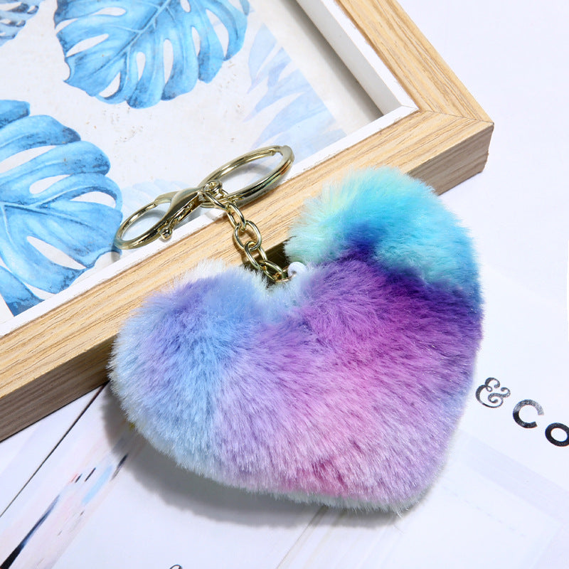 Heart ball Ordinary Key tool Heart pendant Fuzzy pendant Heart pendant Random Mix 9~10cm Silver 4-link chain lobster clasp