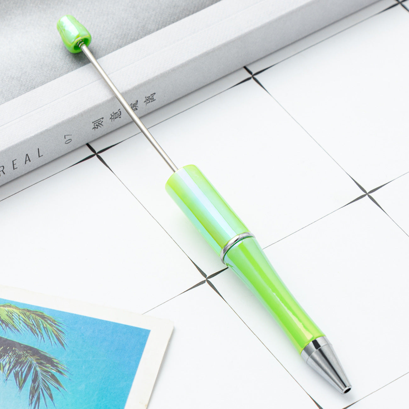New UV ombre Beaded pen diy handmade plastic bead pen Plastic ballpoint pen Random Mix