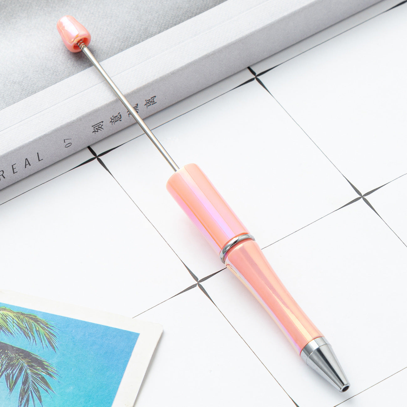 New UV ombre Beaded pen diy handmade plastic bead pen Plastic ballpoint pen Random Mix