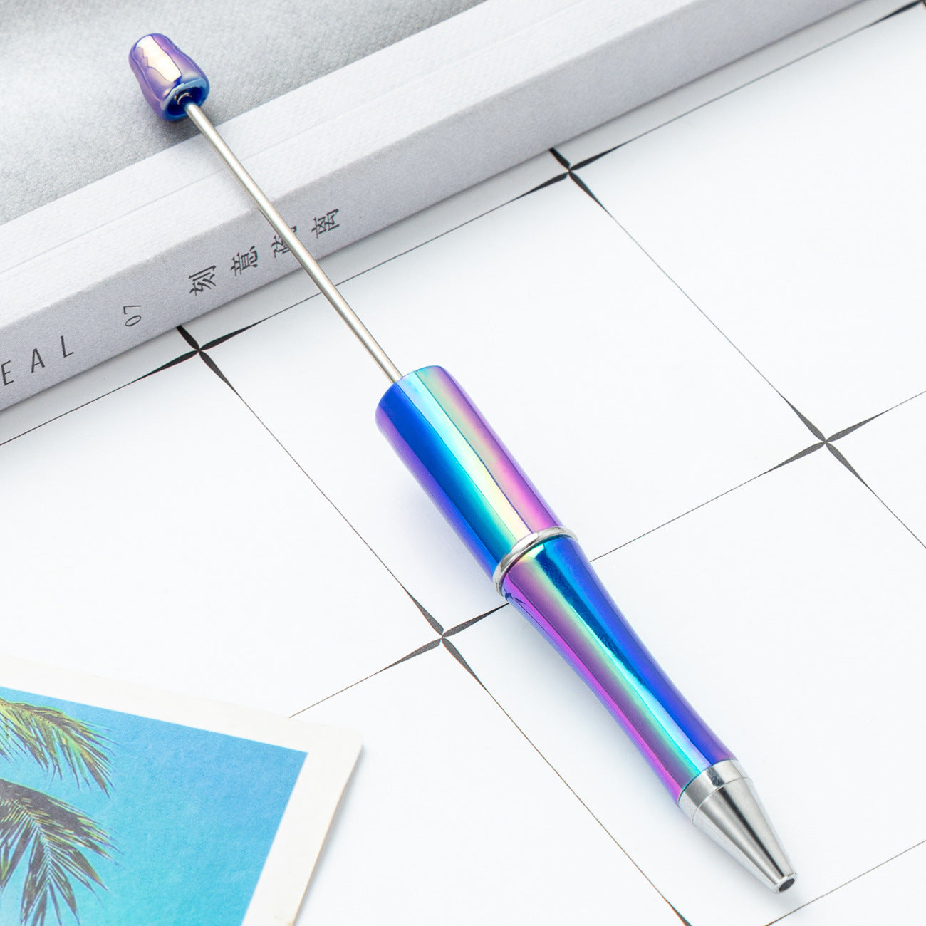 New UV ombre Beaded pen diy handmade plastic bead pen Plastic ballpoint pen Random Mix