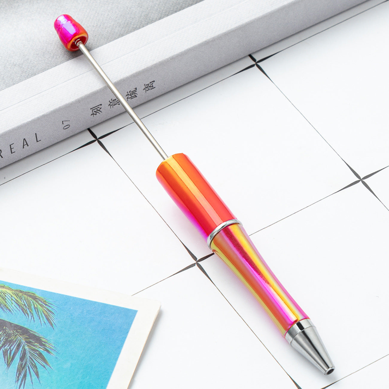 New UV ombre Beaded pen diy handmade plastic bead pen Plastic ballpoint pen Random Mix