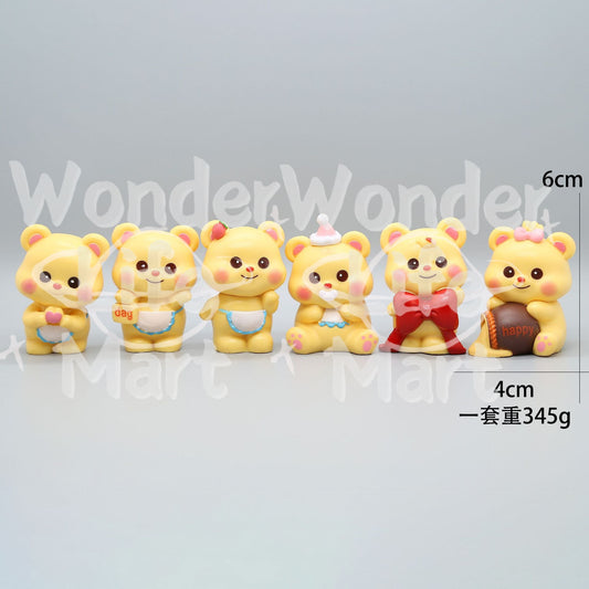 Butter Bear Pooh Winnie Figurine Birthday cake ornaments Desktop decoration Pen Toppers