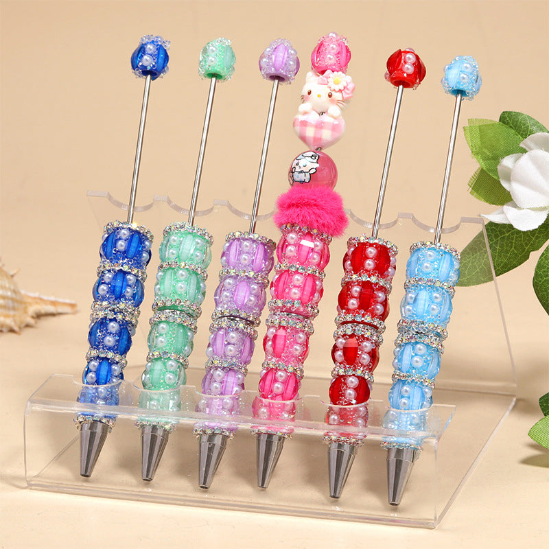 Heavy-duty Beaded Pen Pointed pen Pumpkin Bead Pen Pearl bubbles surrounding The chain is wrapped around. DIY Bead Pen