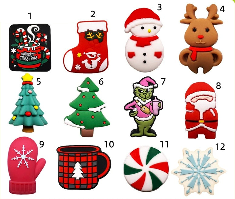 Silicone beads Christmas Series Snowman, deer, Christmas tree, snowflake