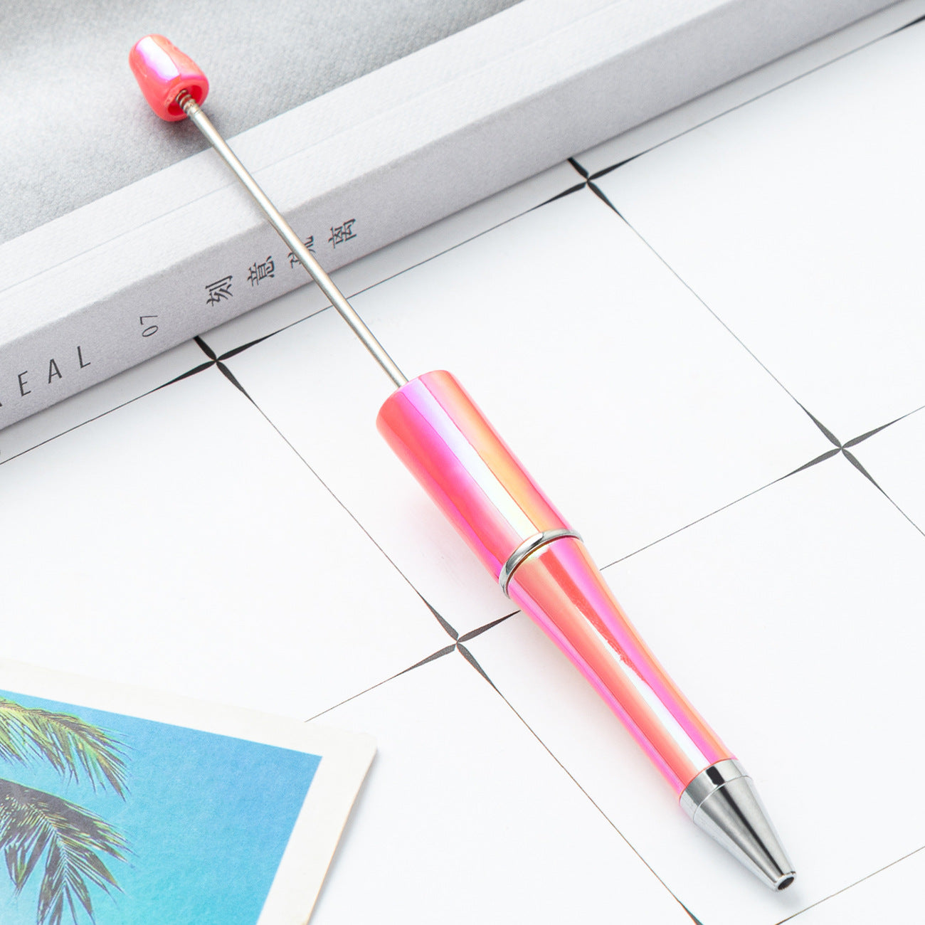 New UV ombre Beaded pen diy handmade plastic bead pen Plastic ballpoint pen Random Mix