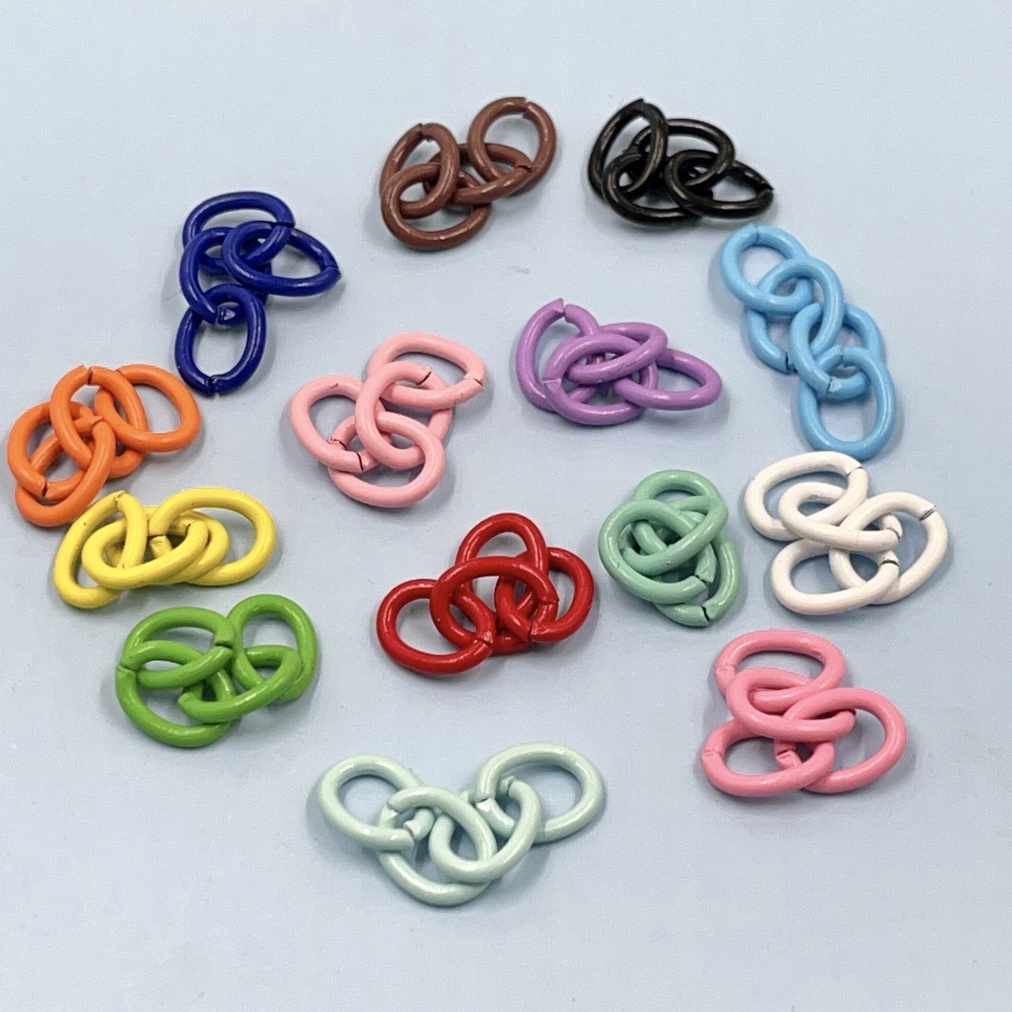 Colored baking paint Four-link chain Extension chain Key chain tail chain diy handmade accessories  Iron ring key chain  Random Mix