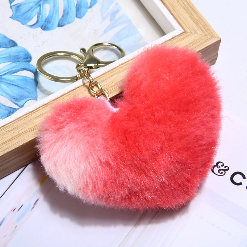 Heart ball Ordinary Key tool Heart pendant Fuzzy pendant Heart pendant Random Mix 9~10cm Silver 4-link chain lobster clasp