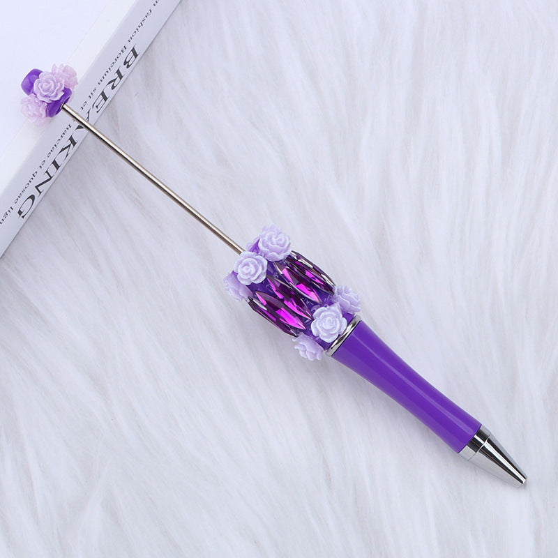 DIY crystal beading pen DIY rose bead pen Multi-color rotating ballpoint pen Random Mix