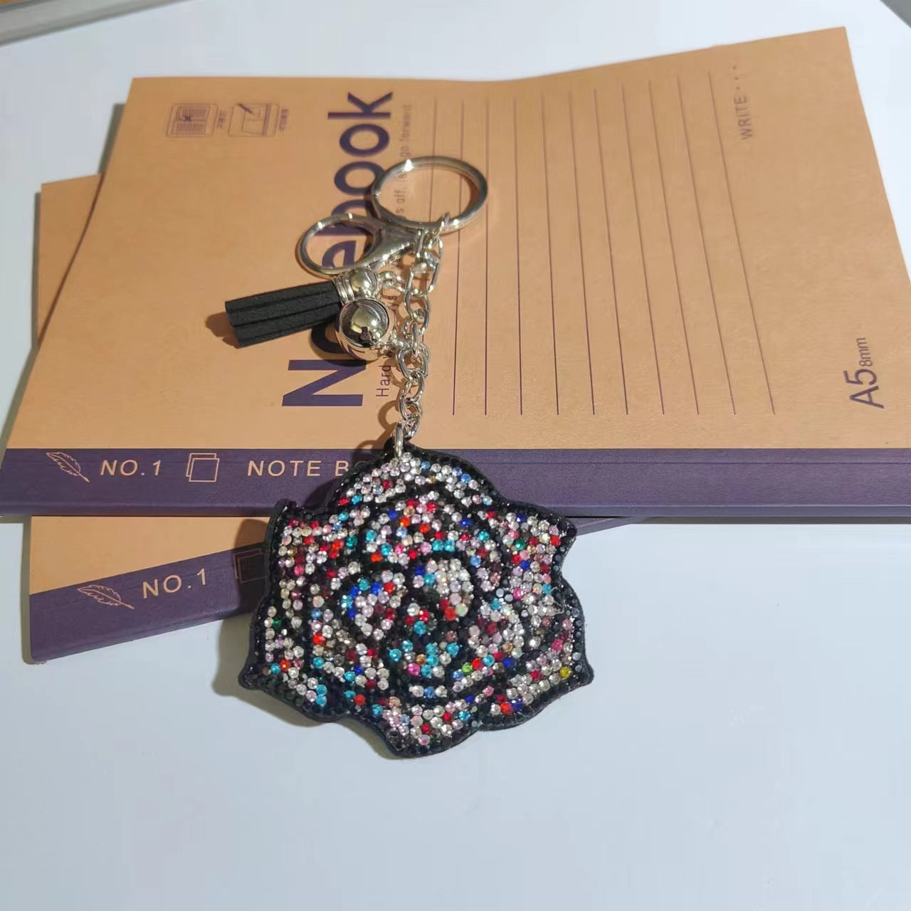 Flower Pendant Stitched diamond bow tie Keychain Tassel Rhinestone Hanging piece DIY Bag accessories Random Mix