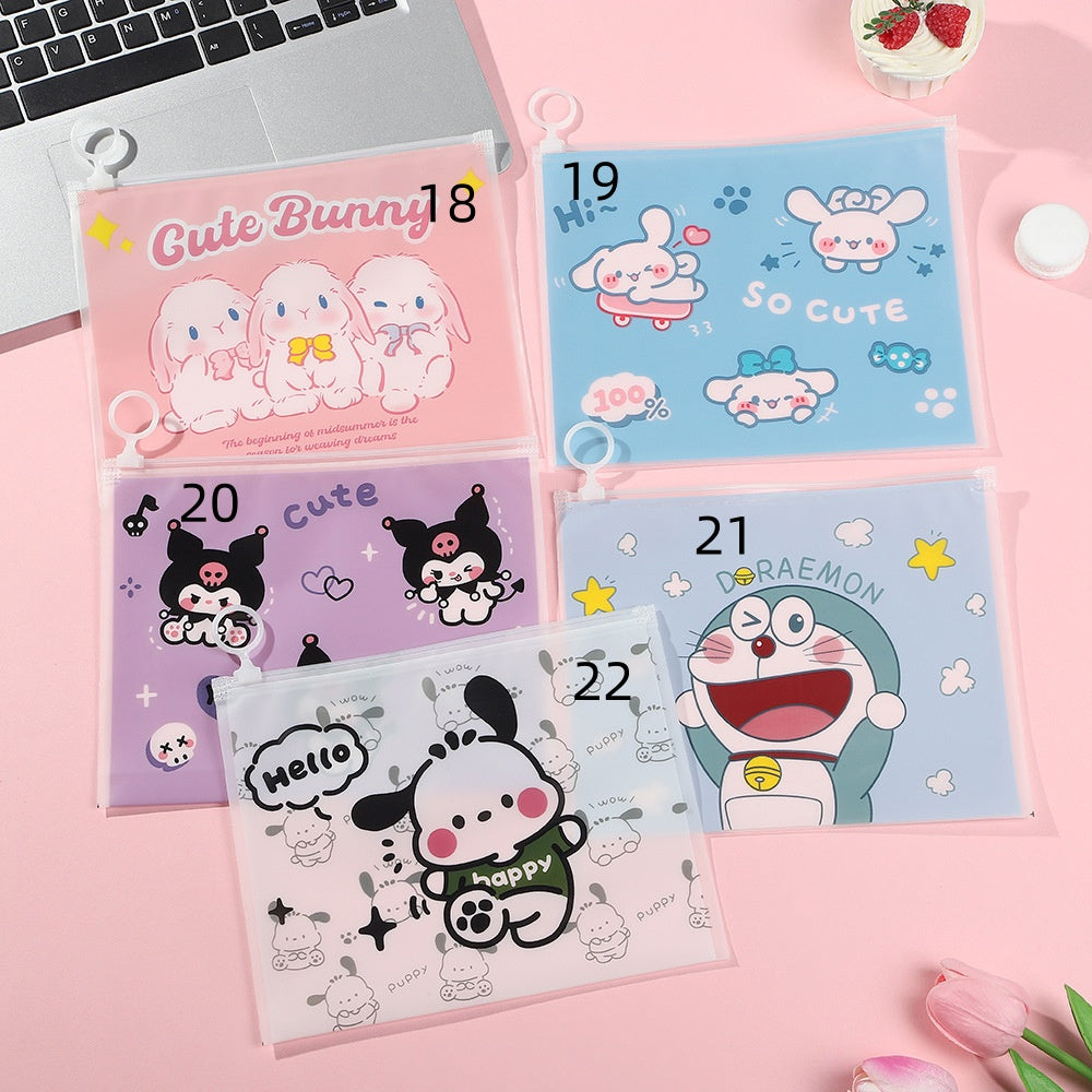 Sealed bag Zipper bag Cute Storage pen bag Sand plastic ziplock bag Sanrio Anime characters Cartoon Random Mix