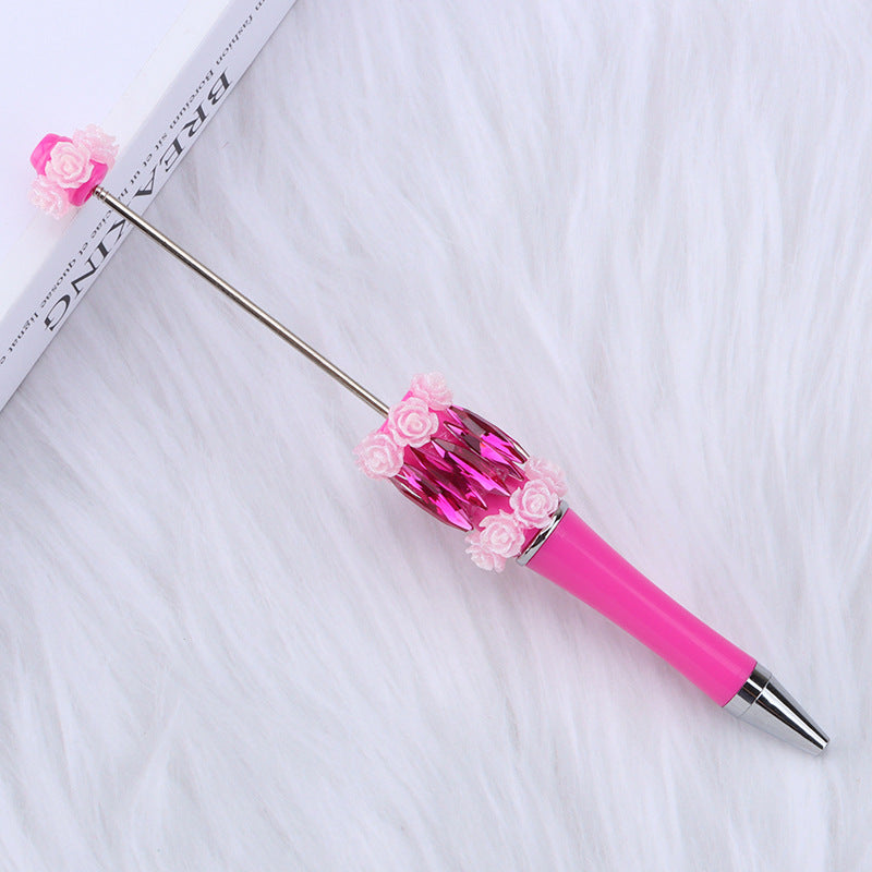 DIY crystal beading pen DIY rose bead pen Multi-color rotating ballpoint pen Random Mix