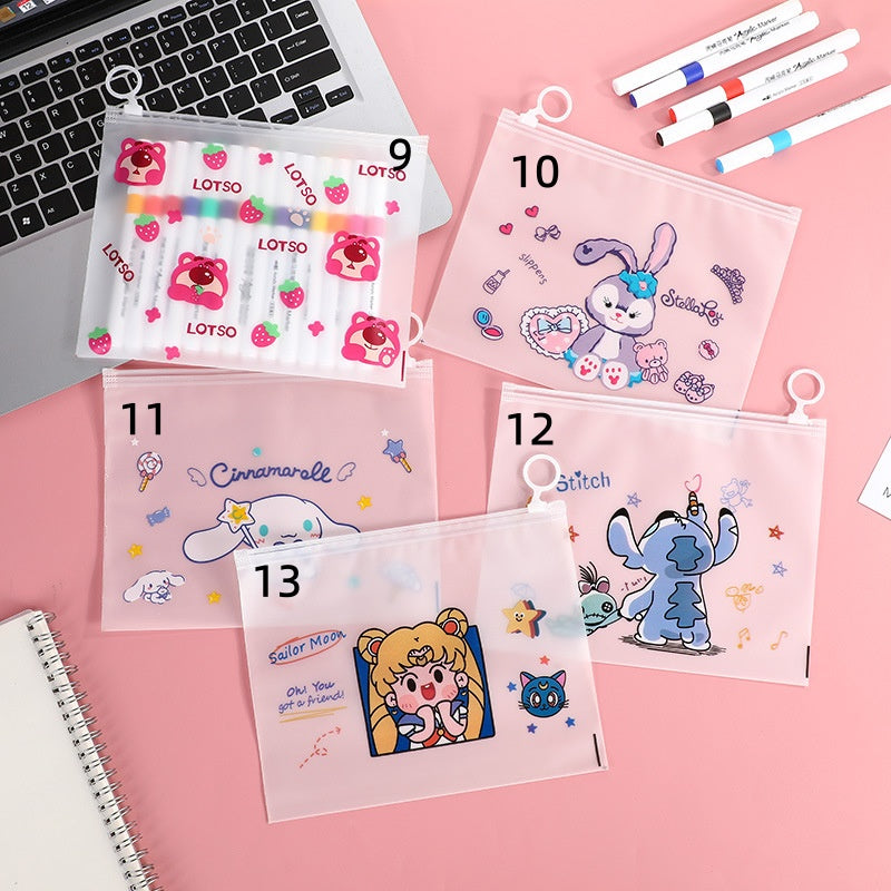 Sealed bag Zipper bag Cute Storage pen bag Sand plastic ziplock bag Sanrio Anime characters Cartoon Random Mix