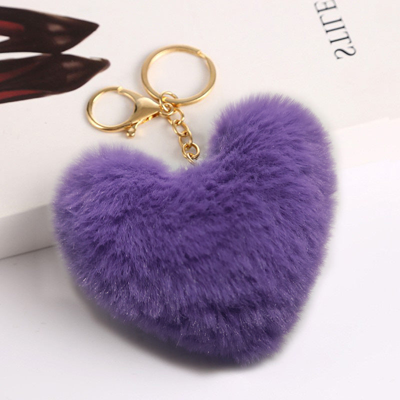 Heart ball Ordinary Key tool Heart pendant Fuzzy pendant Heart pendant Random Mix 9~10cm Silver 4-link chain lobster clasp