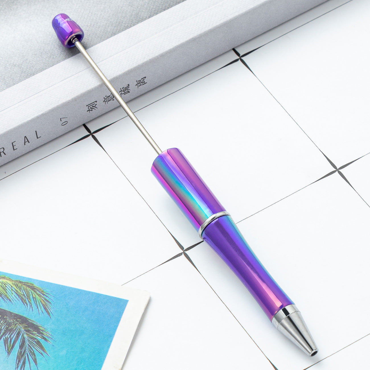 New UV ombre Beaded pen diy handmade plastic bead pen Plastic ballpoint pen Random Mix