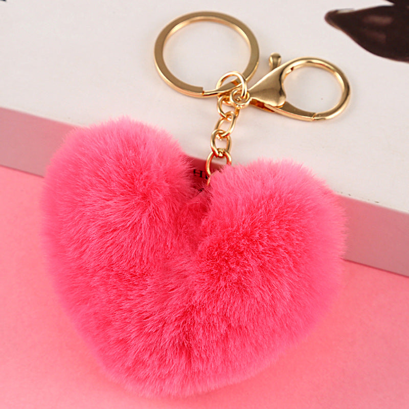 Heart ball Ordinary Key tool Heart pendant Fuzzy pendant Heart pendant Random Mix 9~10cm Silver 4-link chain lobster clasp