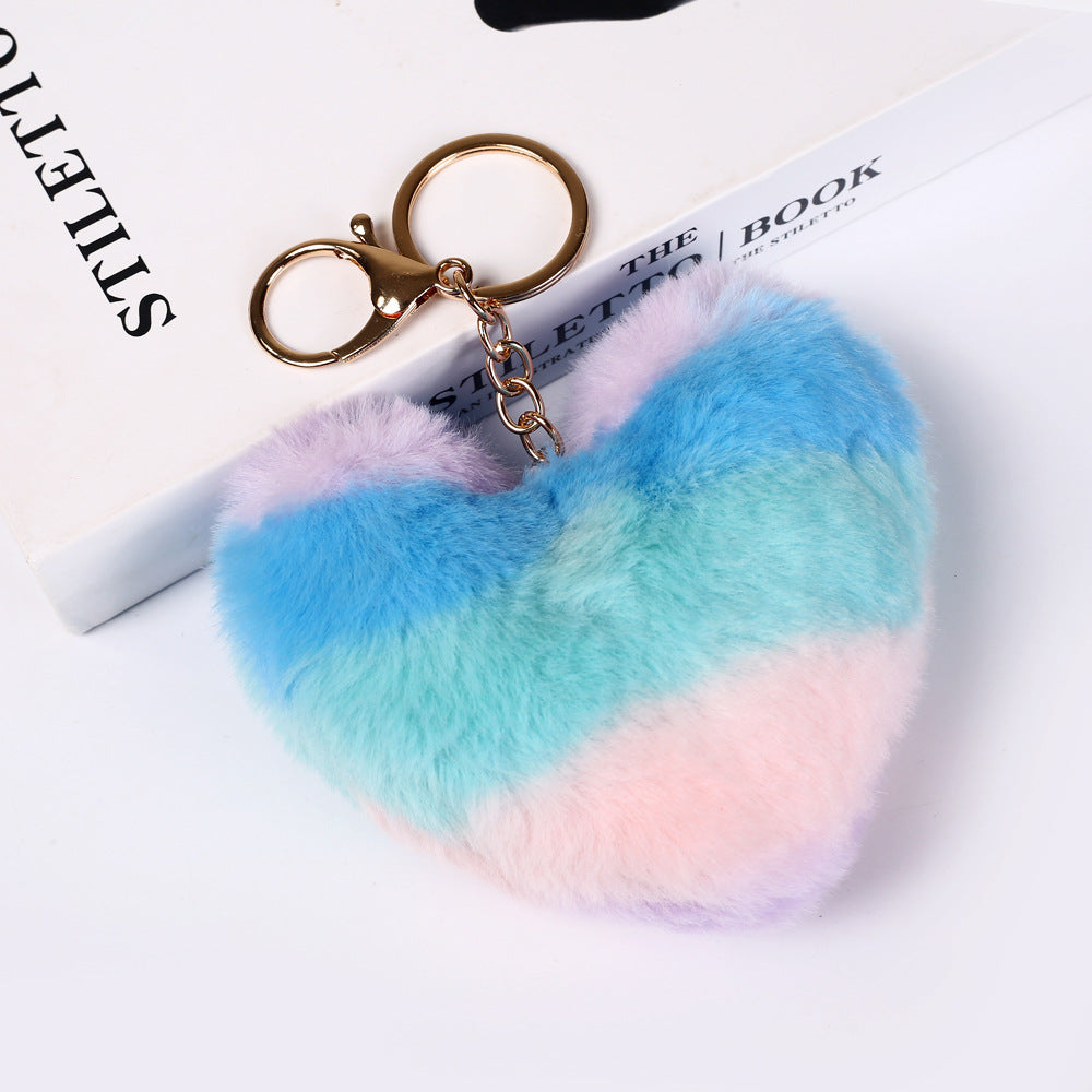 Heart ball Ordinary Key tool Heart pendant Fuzzy pendant Heart pendant Random Mix 9~10cm Silver 4-link chain lobster clasp