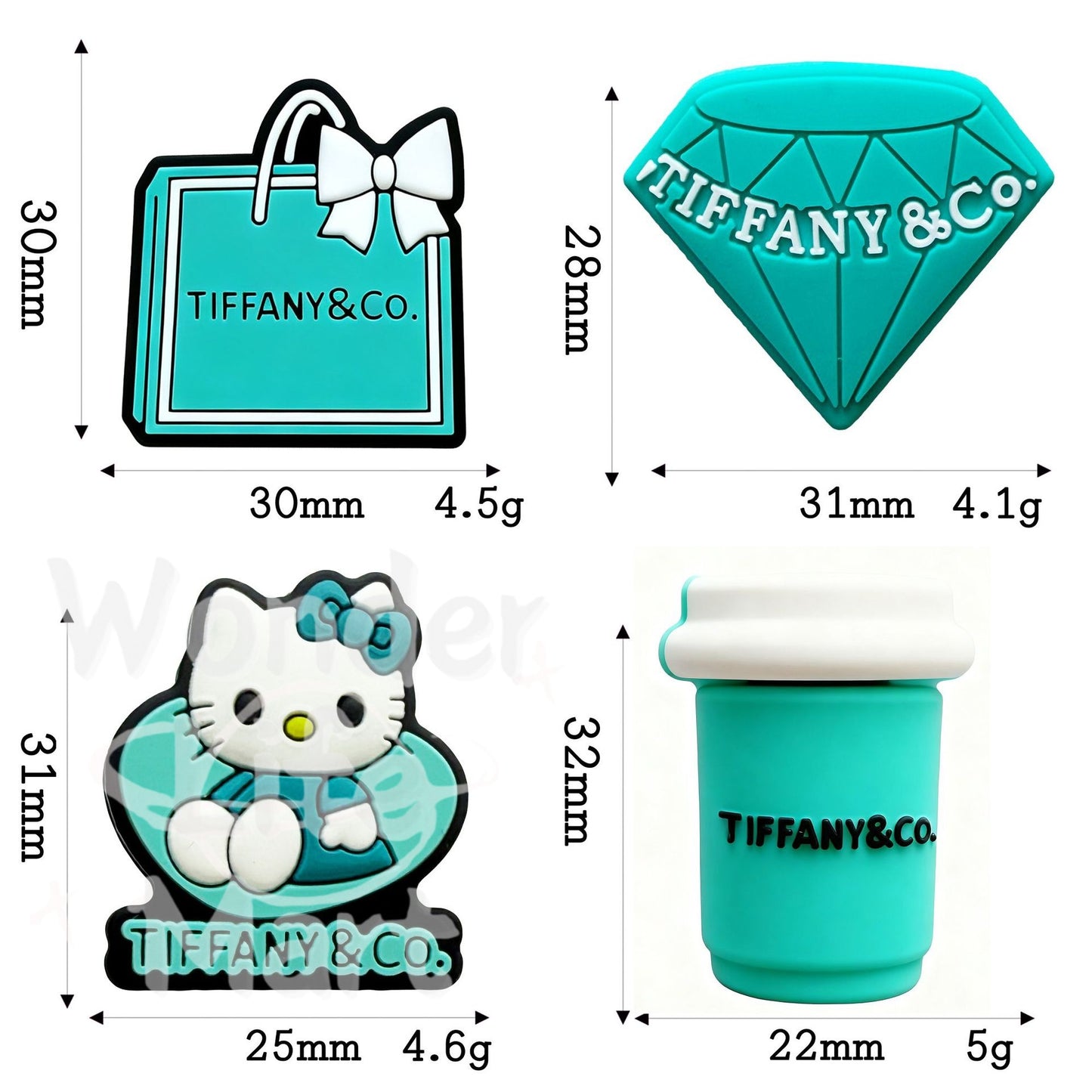 Silicone gel Tiffany color HK Silicone toy beads in cartoon shapes Coffee cup Gift package