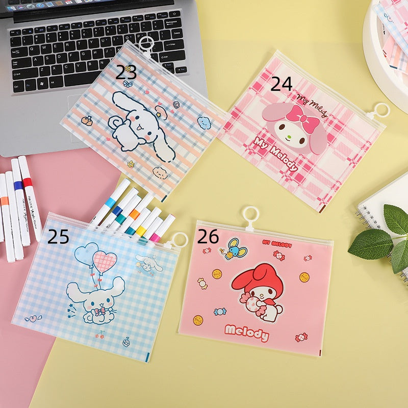 Sealed bag Zipper bag Cute Storage pen bag Sand plastic ziplock bag Sanrio Anime characters Cartoon Random Mix
