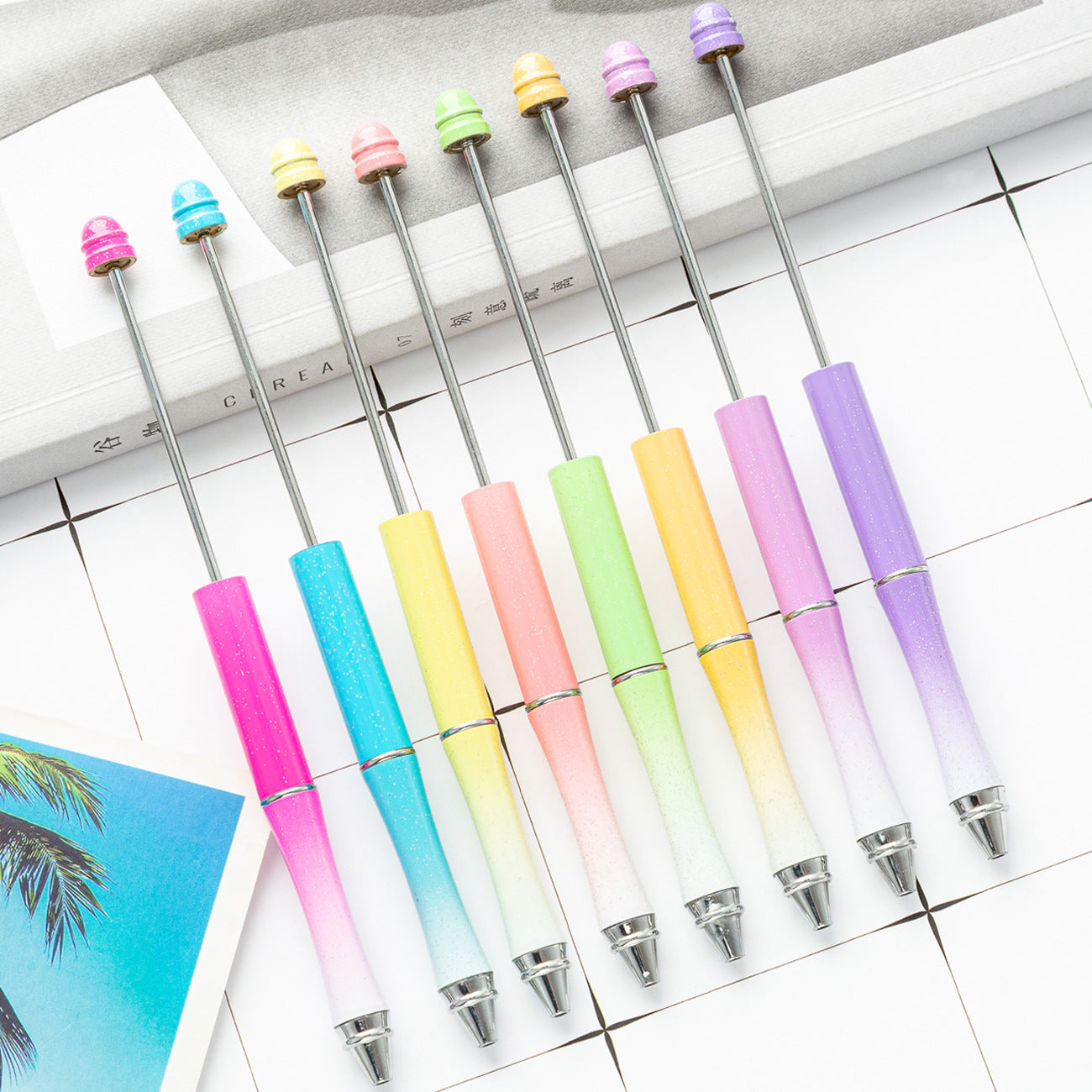 Metal bead pen Personalized metal diy beaded pen diy ballpoint pen (ombre)