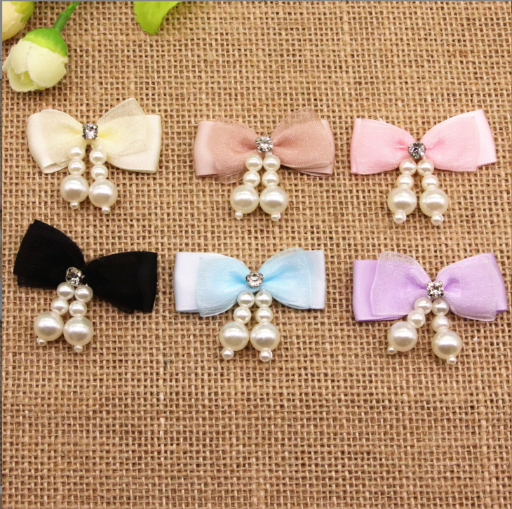 Textile bow accessories material for diy beads for any diy BOW Pearl pendant Belted bow tie Handmade pearl bow accessory Hand-sewn bead decorations