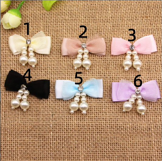 Textile bow accessories material for diy beads for any diy BOW Pearl pendant Belted bow tie Handmade pearl bow accessory Hand-sewn bead decorations