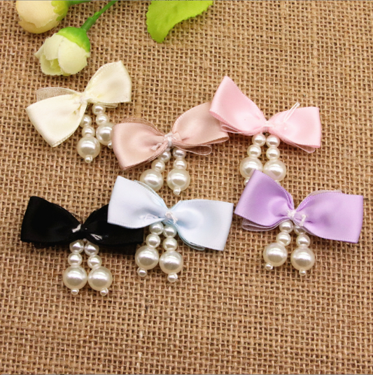 Textile bow accessories material for diy beads for any diy BOW Pearl pendant Belted bow tie Handmade pearl bow accessory Hand-sewn bead decorations