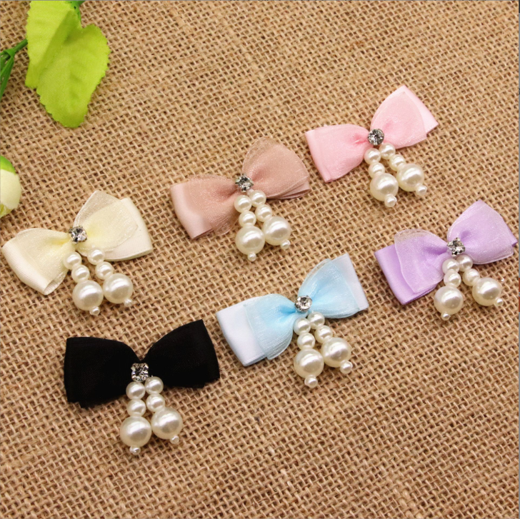 Textile bow accessories material for diy beads for any diy BOW Pearl pendant Belted bow tie Handmade pearl bow accessory Hand-sewn bead decorations