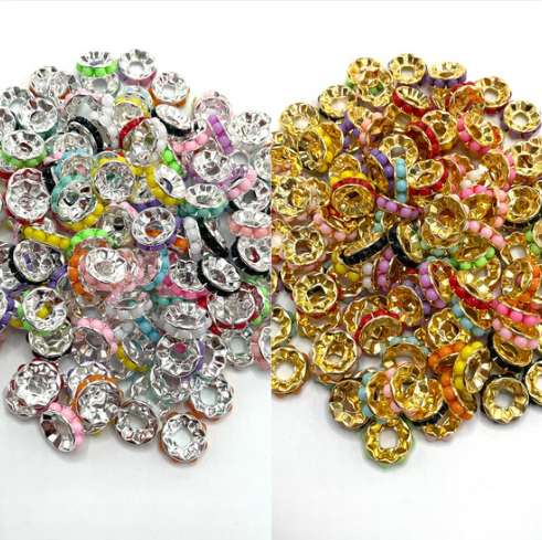 Spacers Colored pearl gasket Interval beads Pearl metal gasket Bordering on Gold and silver 16mm